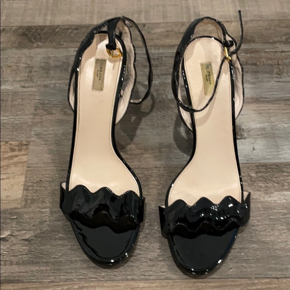 Prada Black Patent asking back Sandals 41